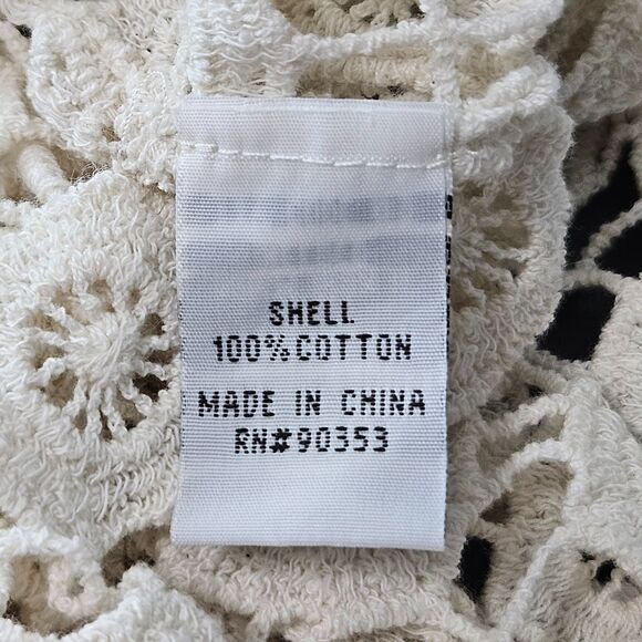 Rebellion‎ by Rowan 100% Cotton Crochet Fringe Cardigan Boho Festival Cream M - Picture 7 of 8